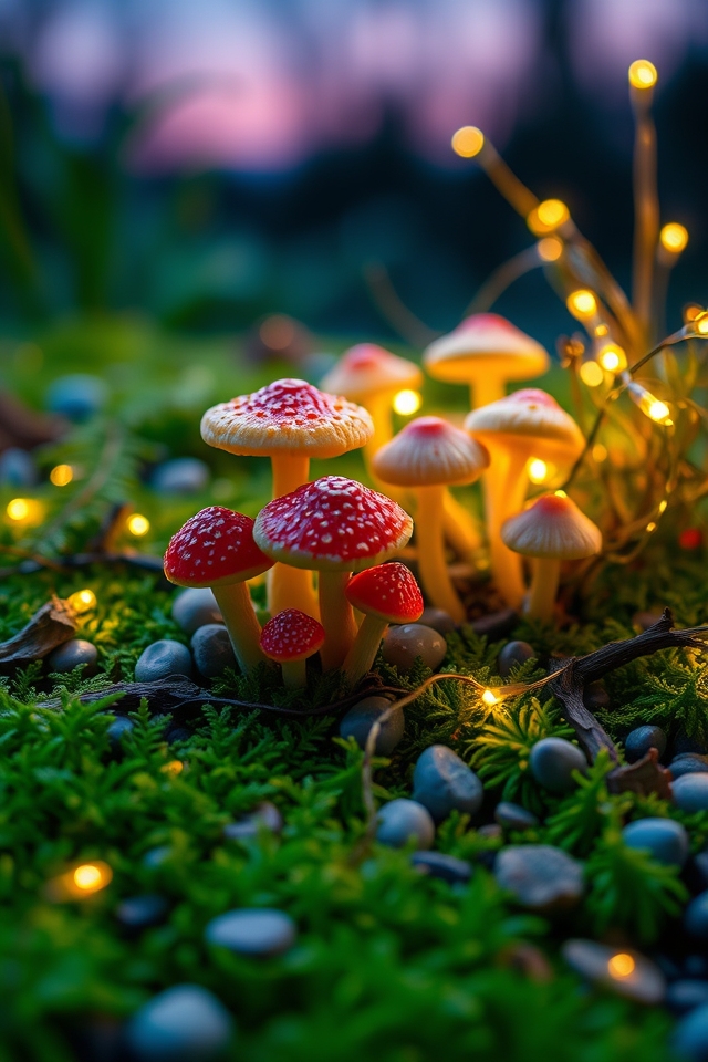 enchanted miniature mushroom grove
