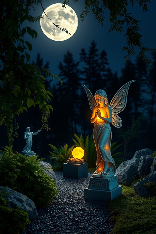 enchanted moonlit garden statues
