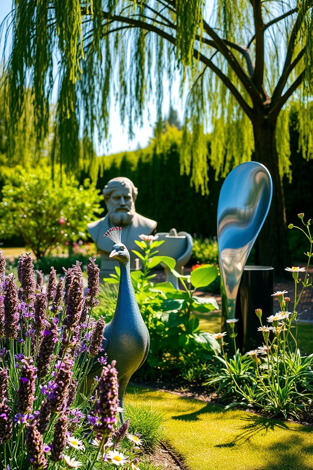 enhance garden with sculptures