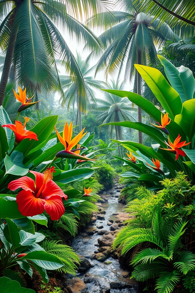 exotic lush garden oasis