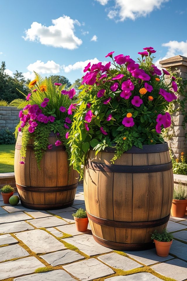 eye catching spring barrel planters