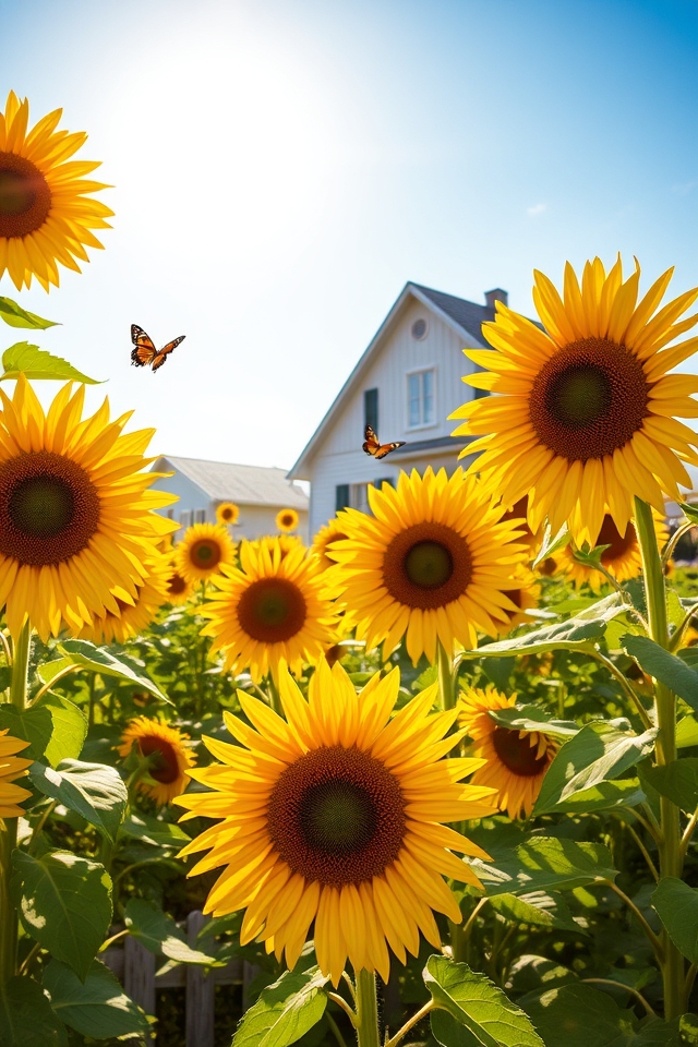 farmhouse charm with sunflowers