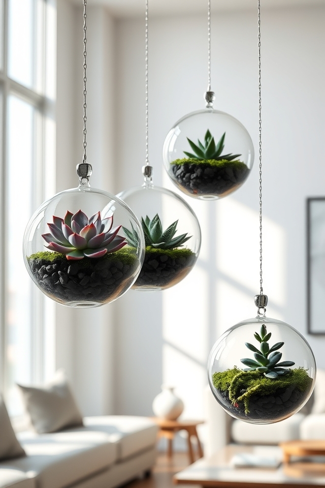 floating succulent glass orbs