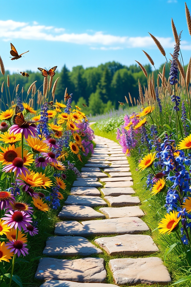 floral walkway with wildflowers