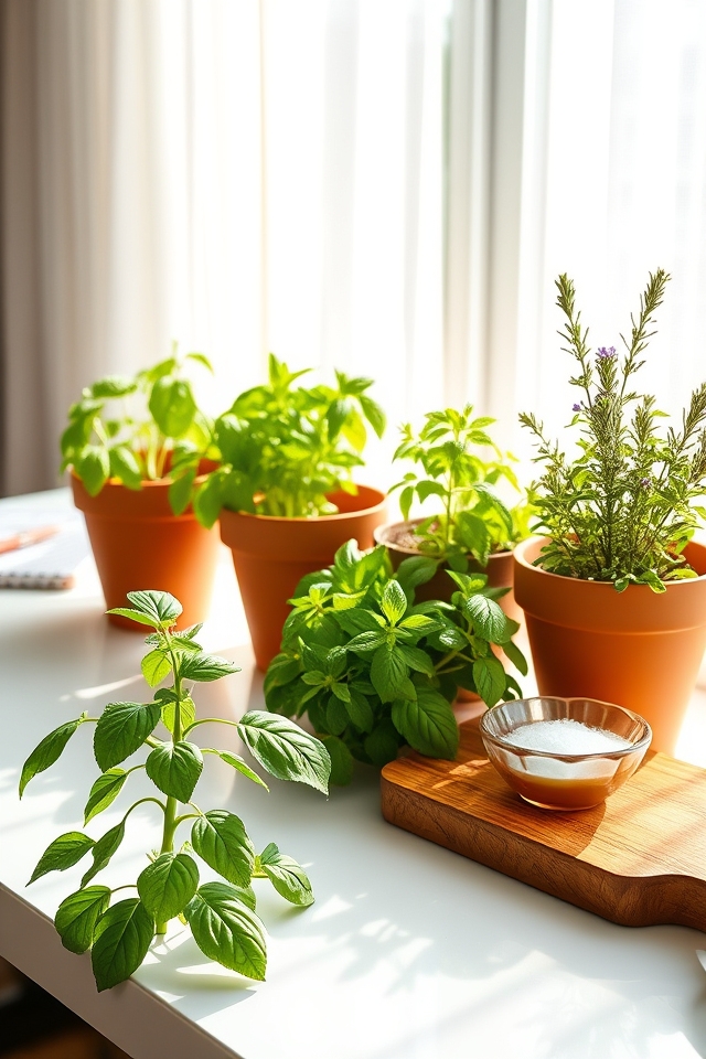 fresh herbs enhance workspaces
