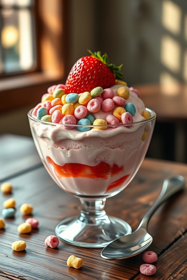 fruity pebbles strawberry sundae