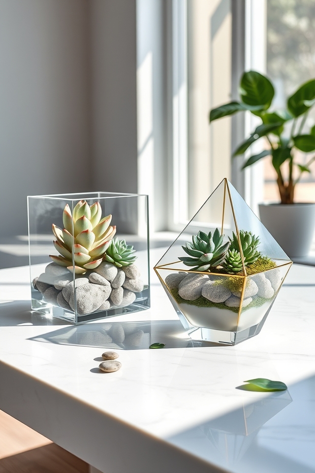 geometric glass succulent displays