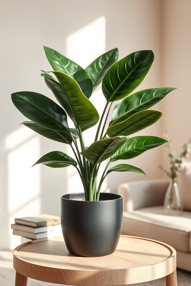 glossy low maintenance rubber plant