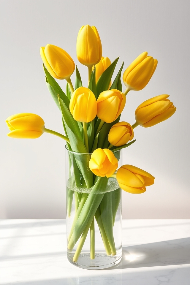 golden tulip vase display