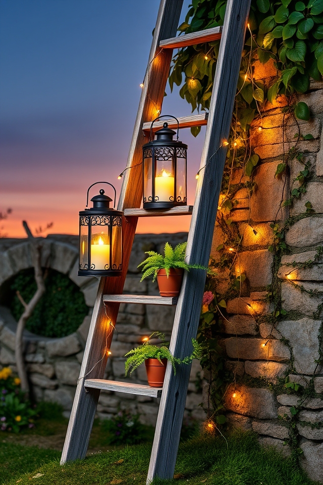 hang lanterns on ladder