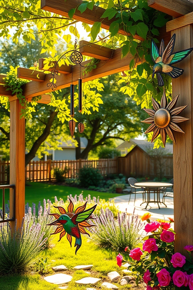 hang whimsical garden art