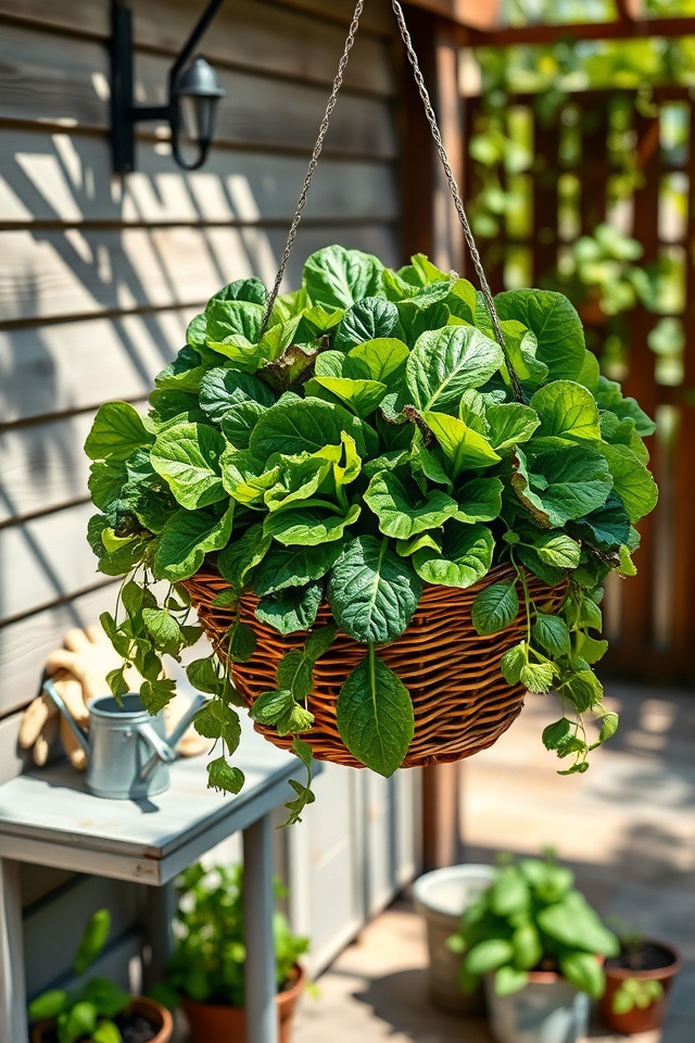 hanging basket leafy greens