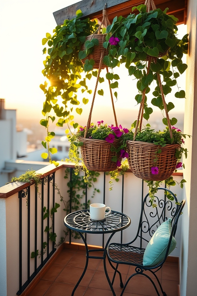 hanging baskets overhead greenery