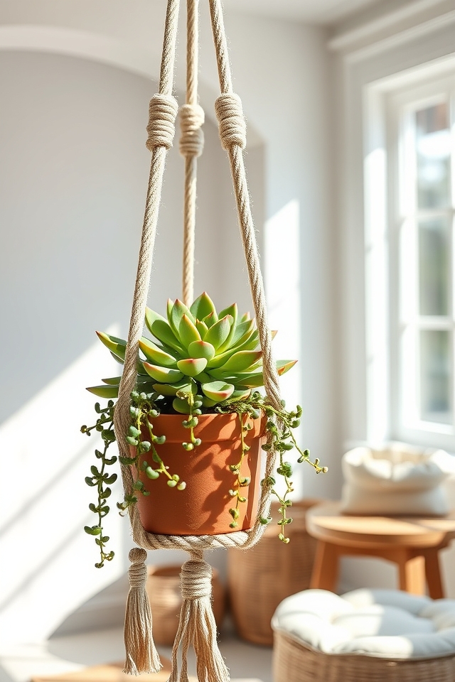 hanging succulent rope planters