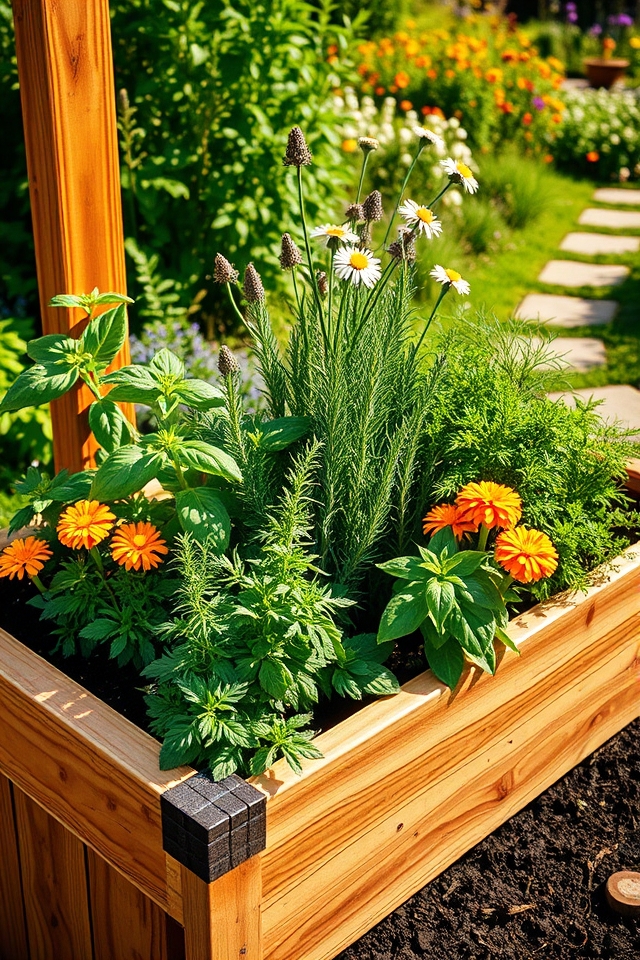 herb bed in raised garden