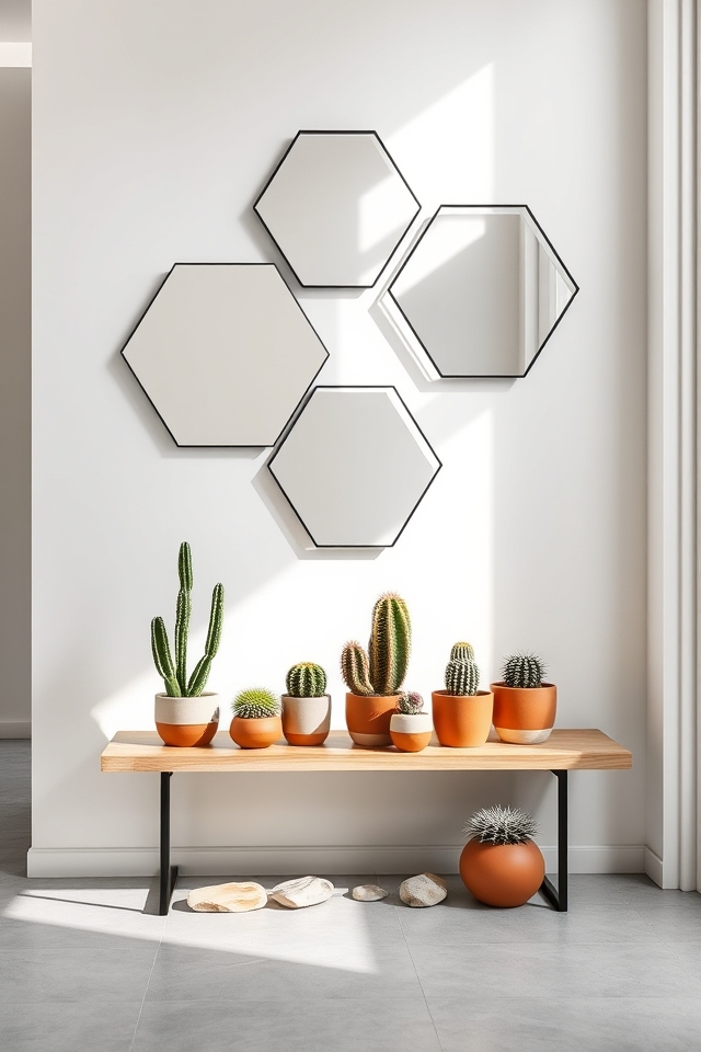 hexagonal mirrors cactus clusters