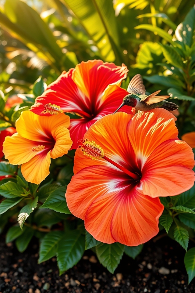 hibiscus flowers attract hummingbirds