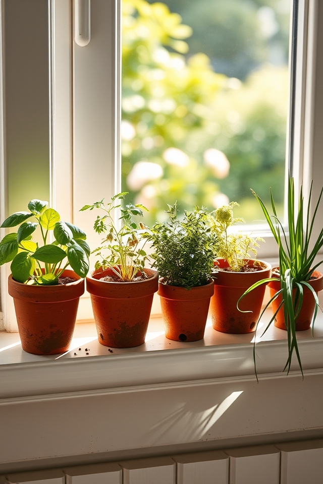 indoor windowsill herb garden