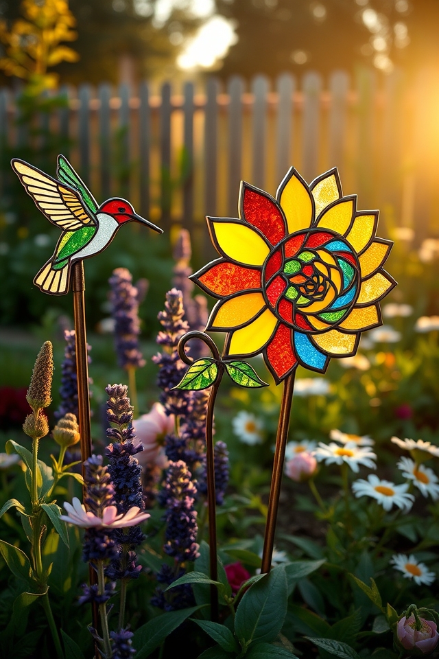 intricate stained glass stakes