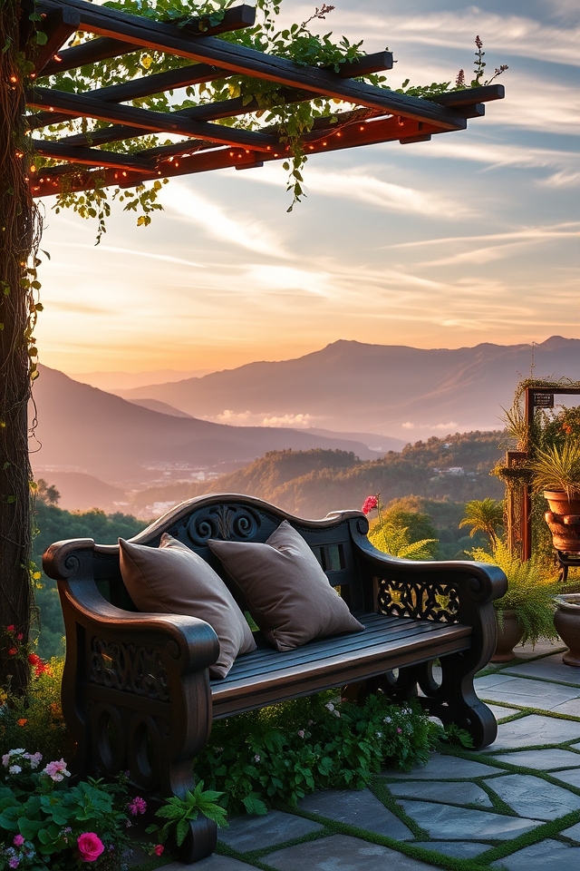 inviting hillside garden seating