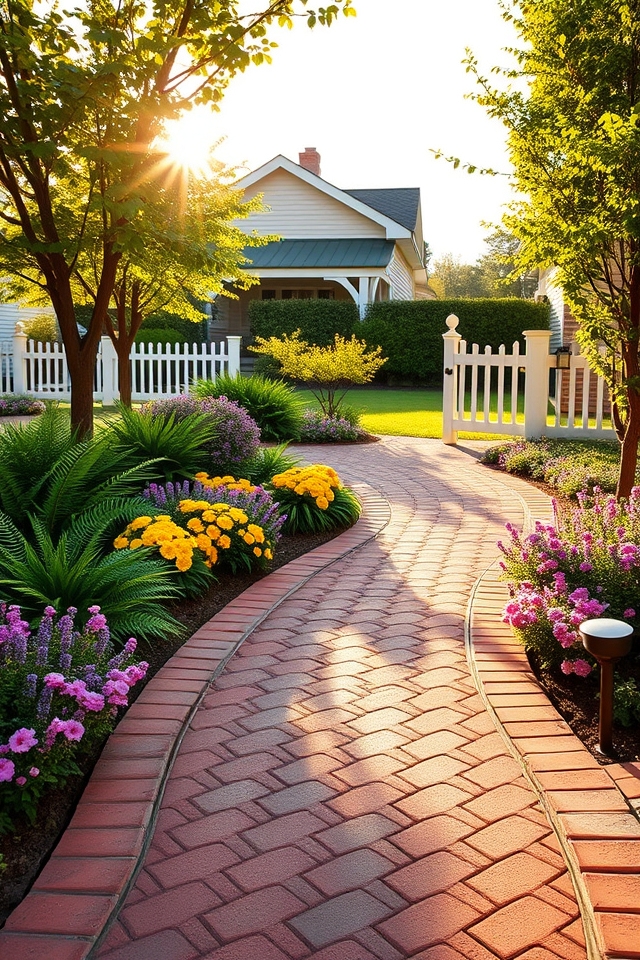 inviting pathway with flowers