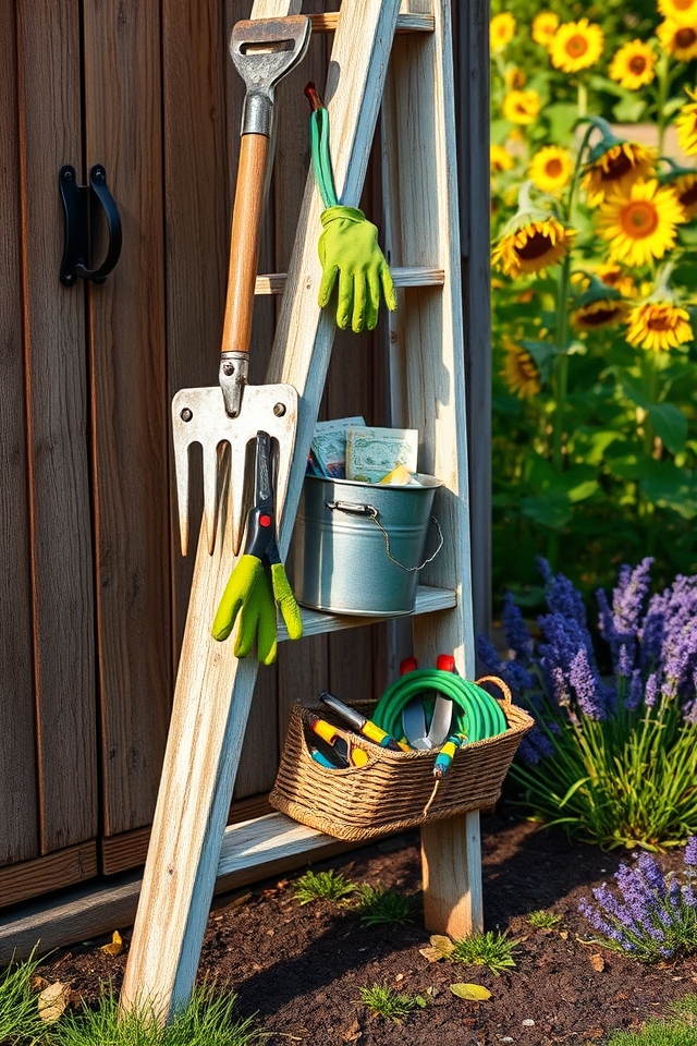 ladder garden tool organizer