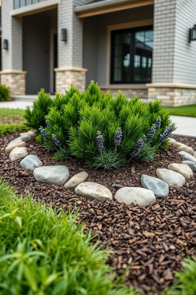low maintenance rock mulch combo