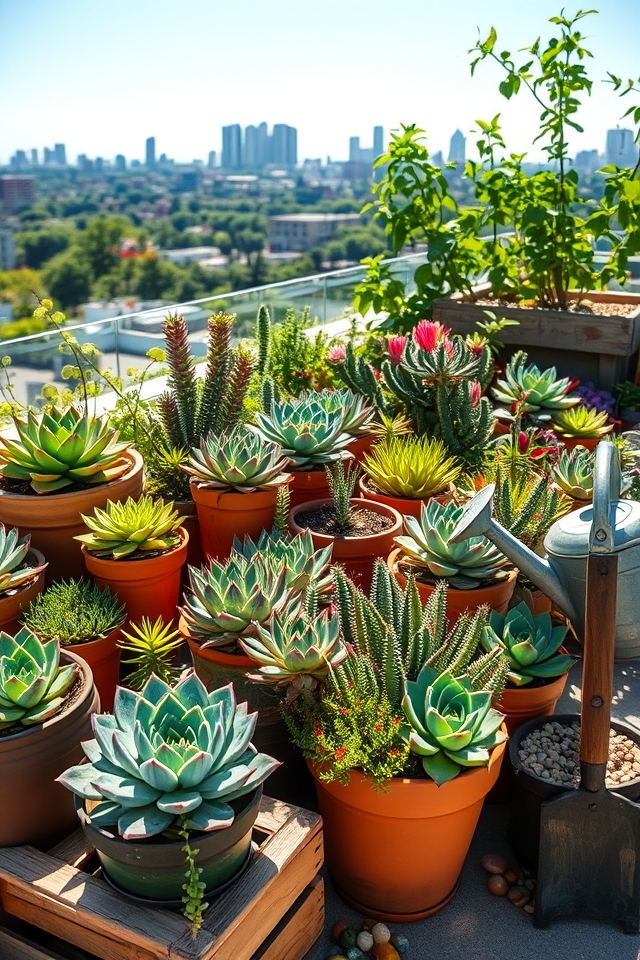 low maintenance succulent rooftop gardens
