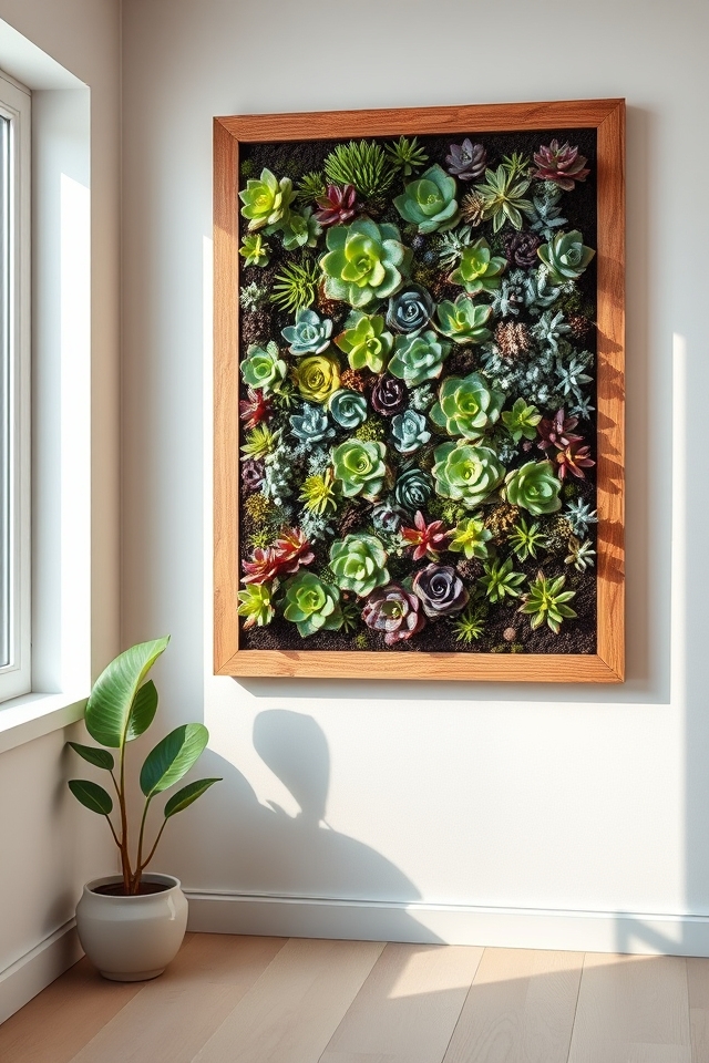 low maintenance vibrant succulent wall
