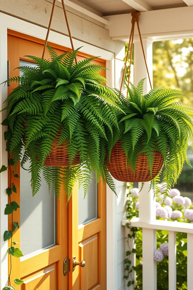lush ferns enhance entrances