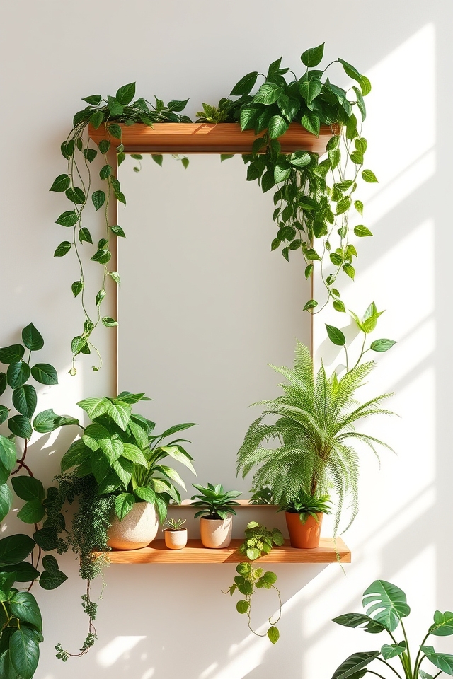 lush green shelved mirror