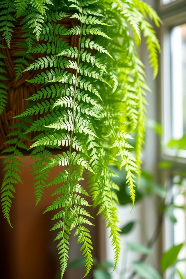 lush hanging basket ferns