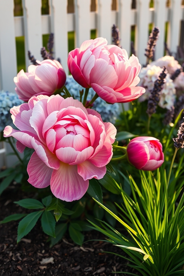 lush peonies enhance farmhouse charm