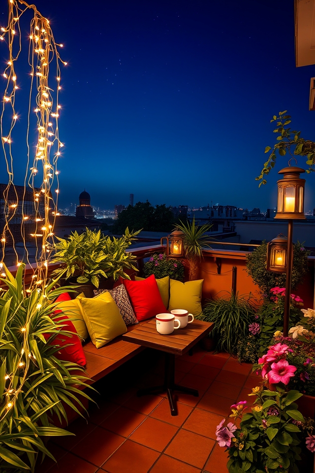 magical rooftop garden ambiance