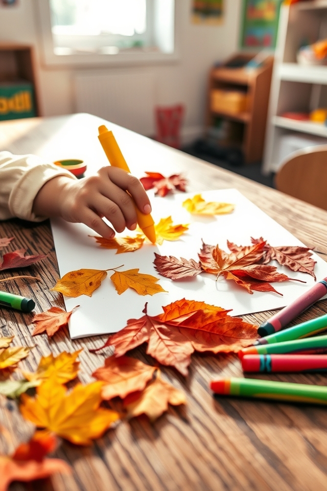 making leaf rubbing art