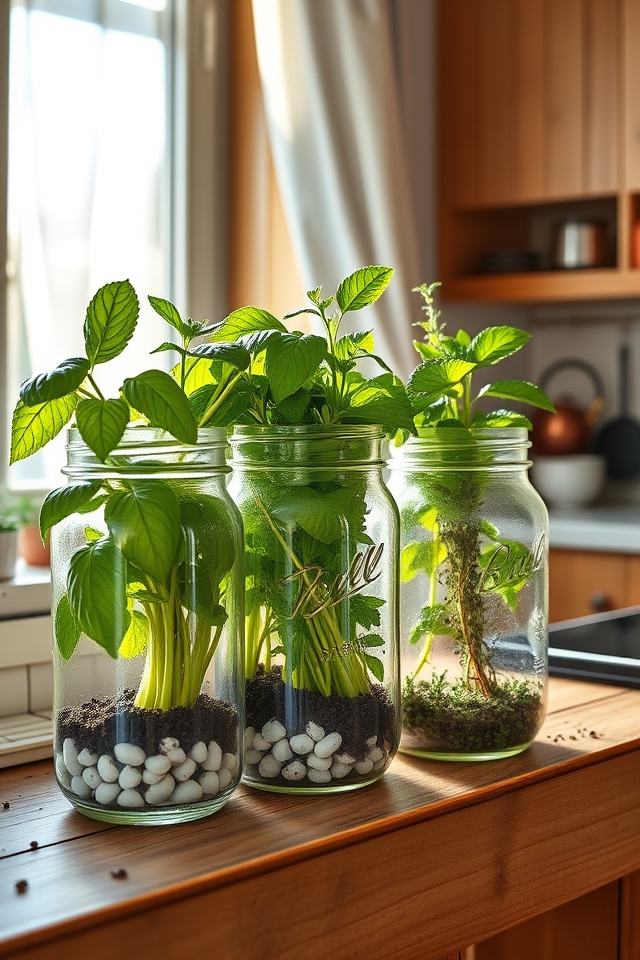 mason jar herb displays