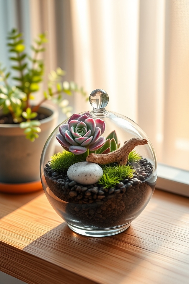 mini succulent terrarium display