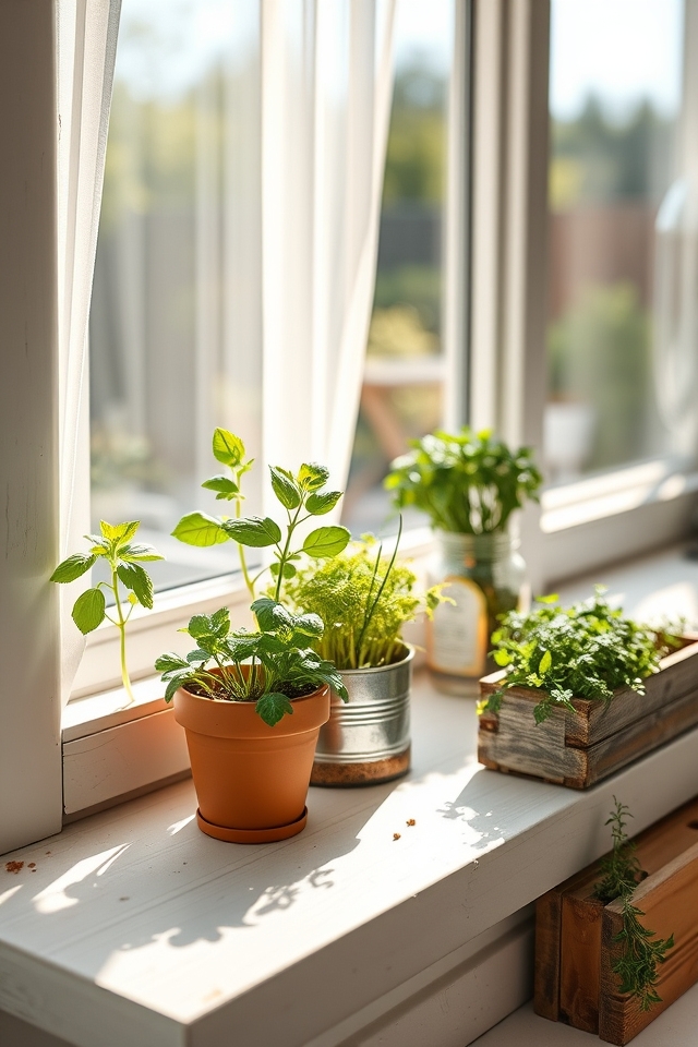 mini windowsill herb garden