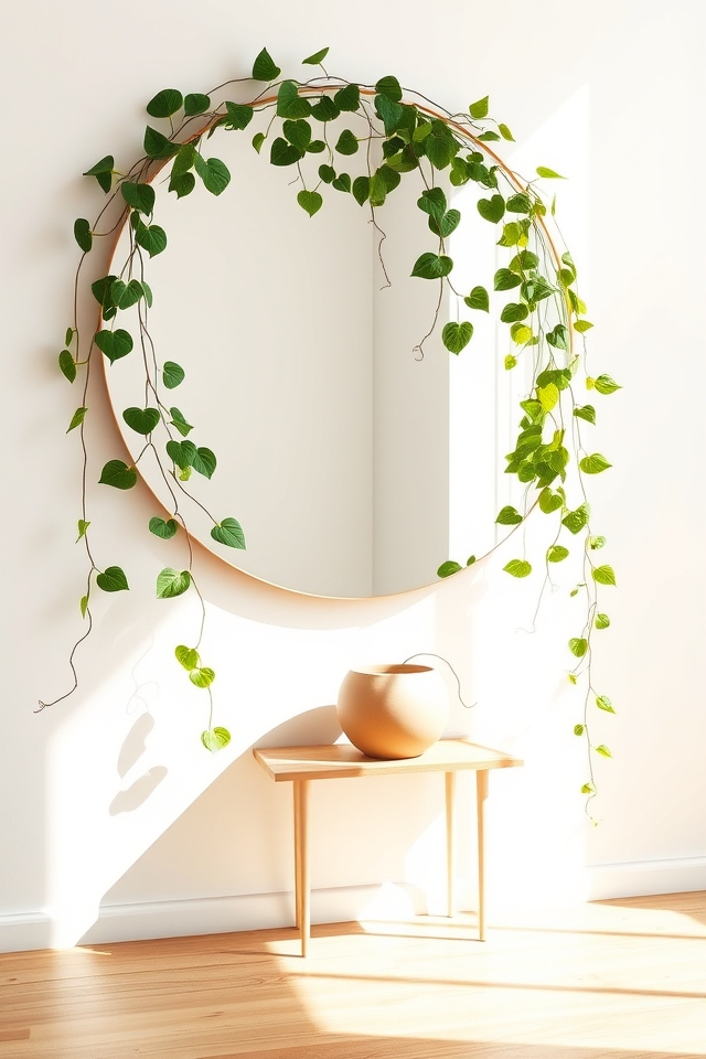 minimalist mirror with vines