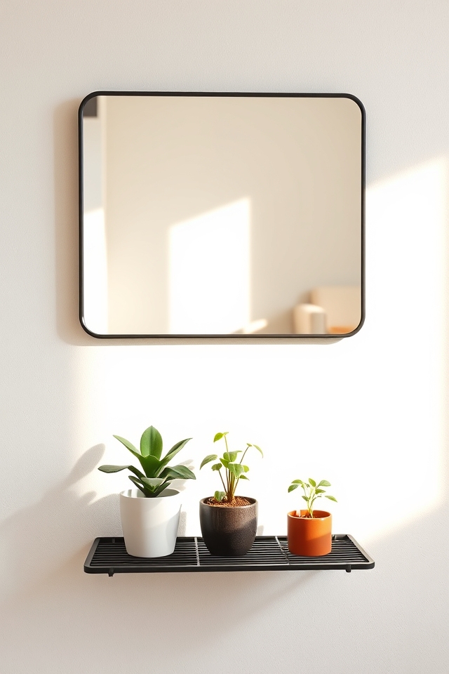 mirror shelf with plants