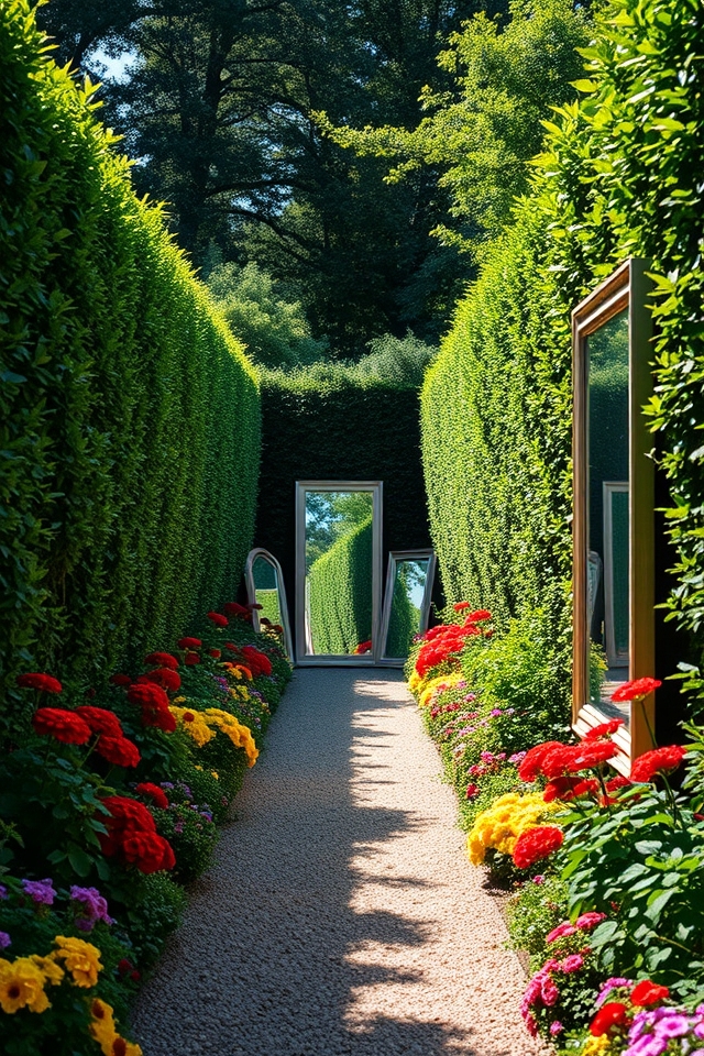 mirrors enhance garden depth