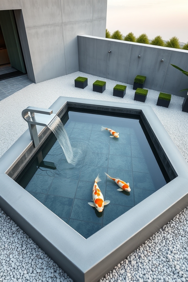 modern geometric koi pond