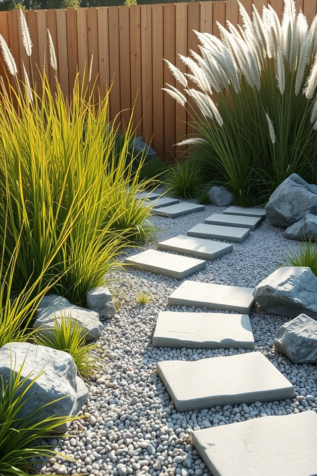 modern grass stone accents