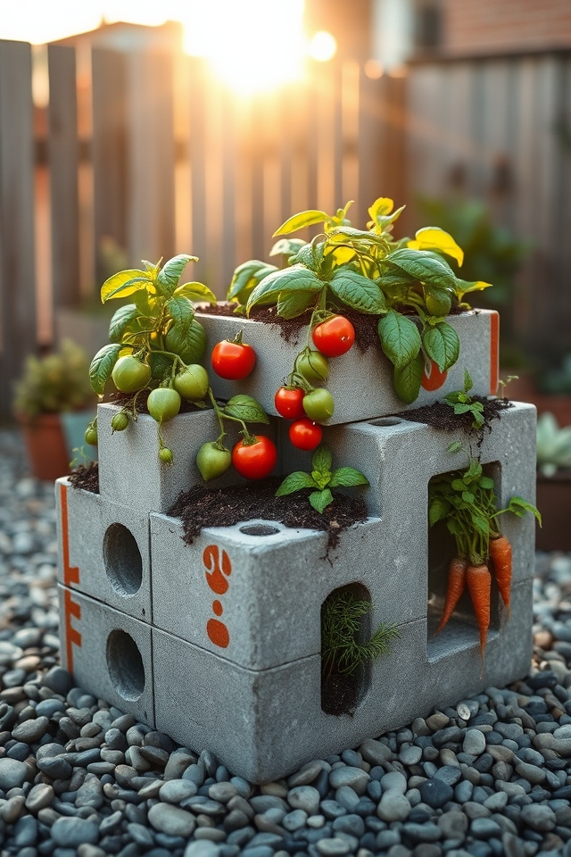 modular cinder block planters
