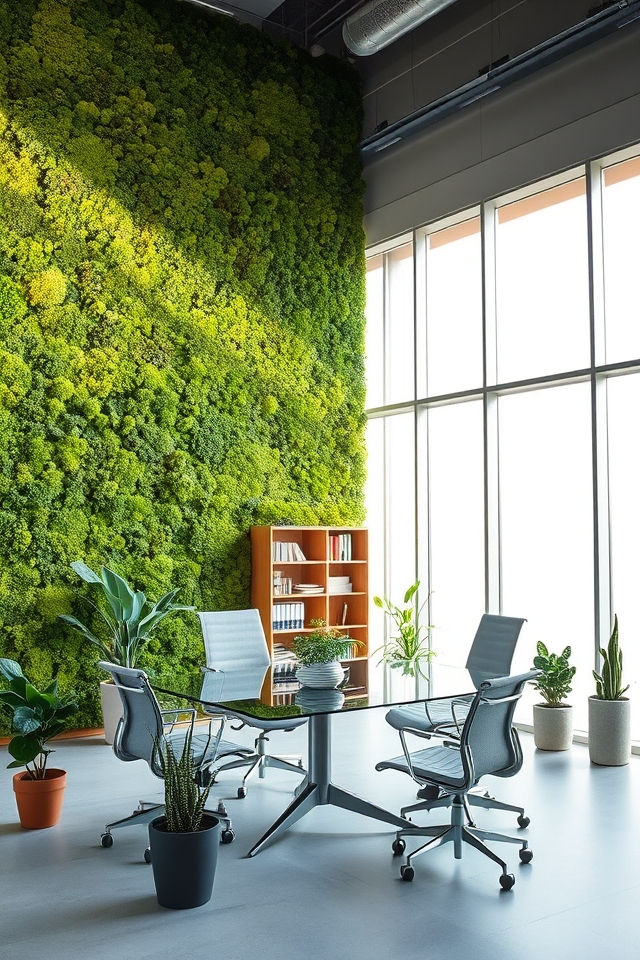 moss walls enhance office tranquility