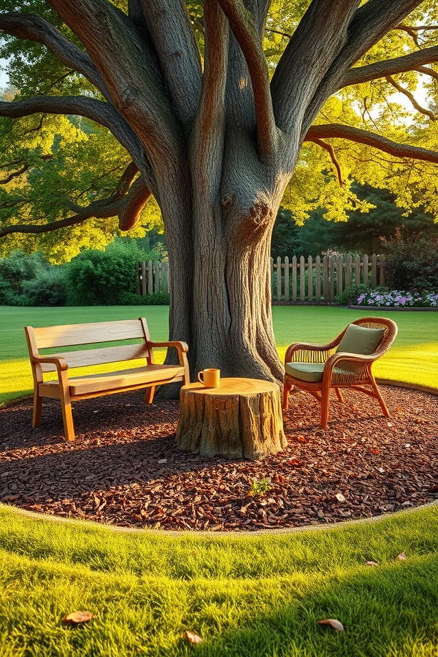 mulched seating area creation