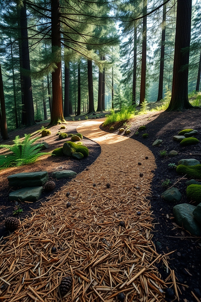 natural pine mulch paths