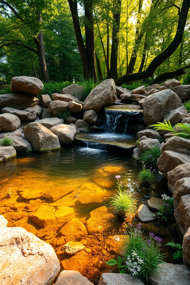 natural rustic stone pond