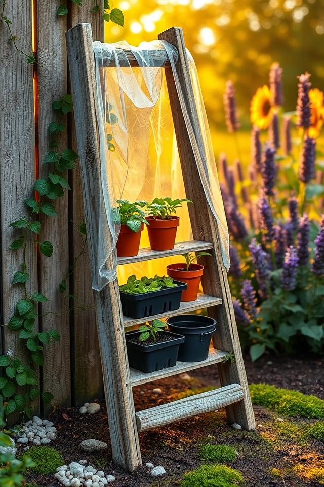 old ladder greenhouse frame