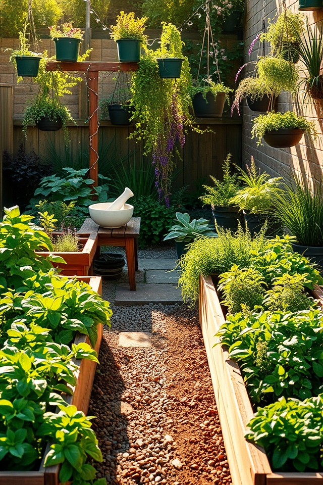 organized herb garden setup